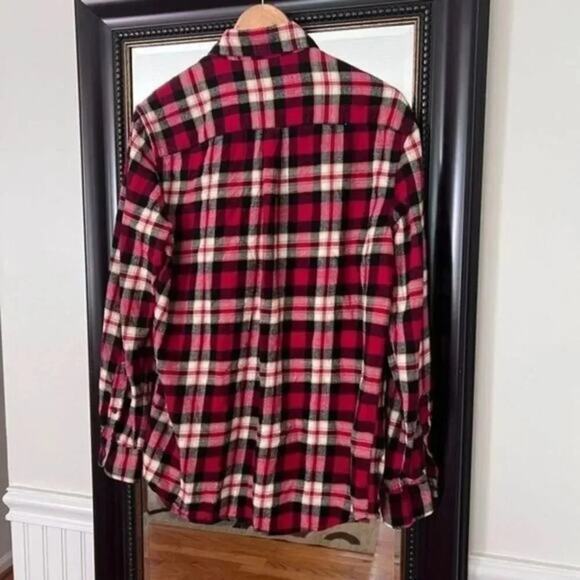 Chaps Red Plaid Flannel Button Down Shirt Men’s Medium - Picture 3 of 7